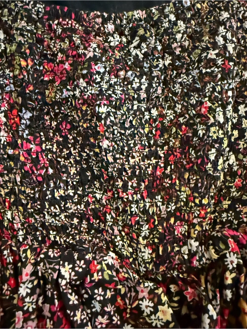 GAP Black Floral Long-Sleeve Girls' Dress with Pink and Yellow Accents
